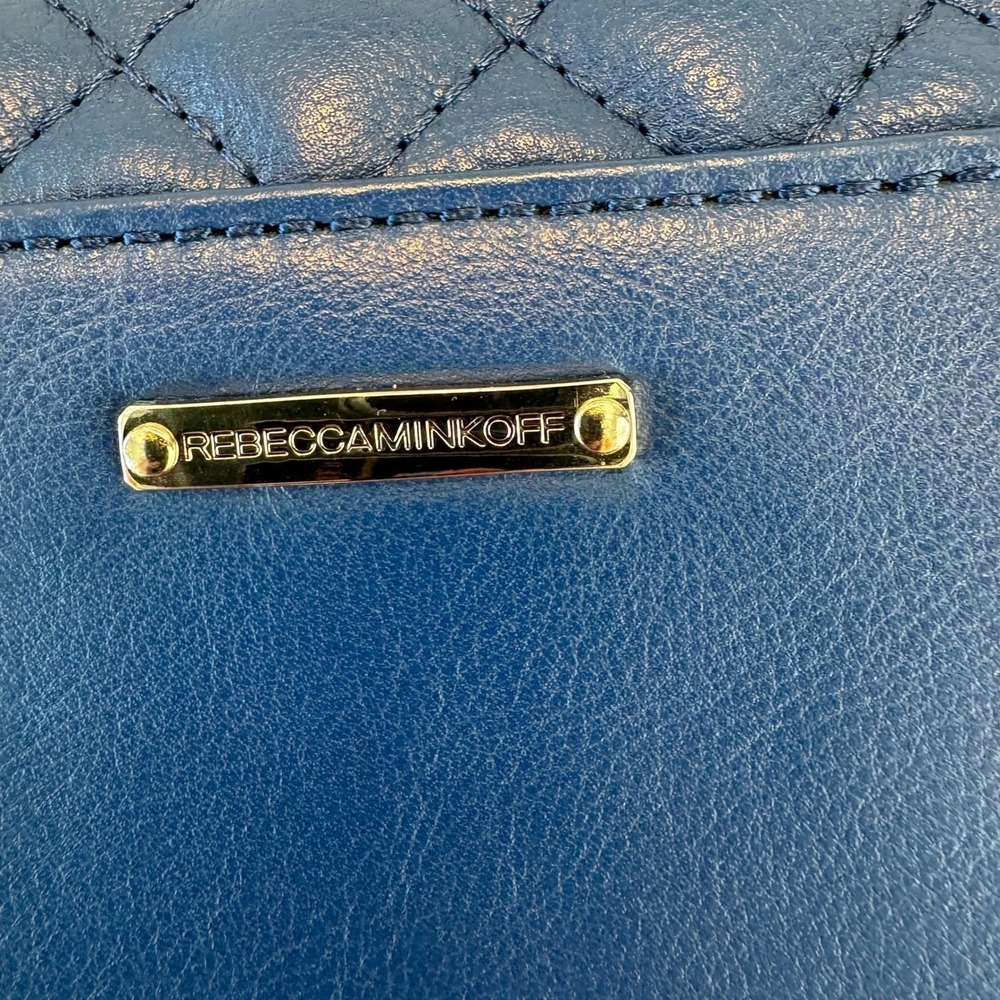 Rebecca Minkoff Chain Strap Blue Quilted Leather Shoulder Bag Magnetic Closure - Picture 8 of 16